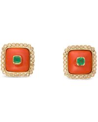 DENISE CASSOU - 18K Diamond Coral Emerald Earrings - Lyst