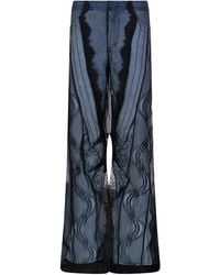 Christopher Esber - Sheer-Overlay Wide-Leg Jeans - Lyst