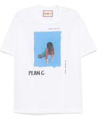 Plan C - Marghe Nel Blu-Print T-Shirt - Lyst
