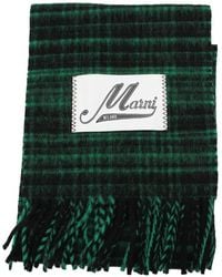 Marni - Check-Pattern Fringed Scarf - Lyst