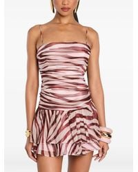 retroféte - Shaniece Jurk Met Zebraprint En Ruches - Lyst