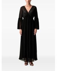 Haveone - Sheer-Panel Bell-Sleeve Maxi Dress - Lyst