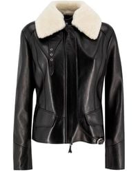 Ermanno Scervino - Shearling-Collar Leather Jacket - Lyst