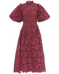 AllSaints - Odette Broderie-Anglaise Midi Dress - Lyst