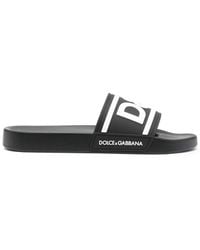 Dolce & Gabbana Sandalen Verfraaid Met Kristallen in het Zwart voor heren badslippers en teenslippers voor Leren sandalen Heren Schoenen voor voor Sandalen 