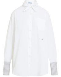 Prada - Bow-Detail Striped-Cuff Shirt - Lyst