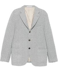 Eleventy - Cable-Knit Button-Fastening Blazer - Lyst