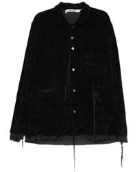 Midorikawa - Raw-Edge Velvet-Texture Shirt - Lyst