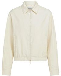 Ferragamo - Shirt Collar Zipped Linen Jacket - Lyst