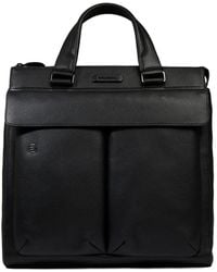 Piquadro - Grained Leather Tote Bag - Lyst