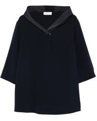 Marina Rinaldi - Striped Hooded Blouse - Lyst