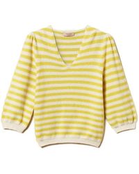 Twinset - Gestreifter Pullover Mit V-Ausschnitt - Lyst