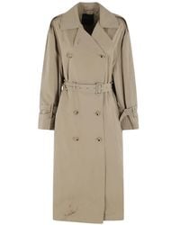 Semicouture - Abrigo Monica Taupe con cinturón y doble botonadura - Lyst