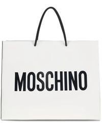 Moschino - Logo-Print Leather Tote Bag - Lyst