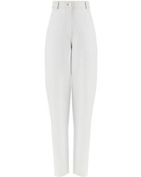 Ferragamo - Leather Tapered Trousers - Lyst