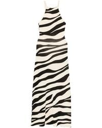 Sandro - Maxi Zebra-Print Knitted Dress - Lyst