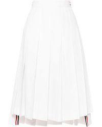 Thom Browne - Pleated Cotton Midi Skirt - Lyst
