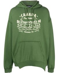 DSquared² - Graphic-Print Verde Cotton Hoodie - Lyst