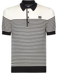 Dolce & Gabbana - Gestreept Poloshirt Met Geborduurd Logo - Lyst