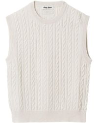 Miu Miu - Cable-knit Cashmere Vest - Lyst