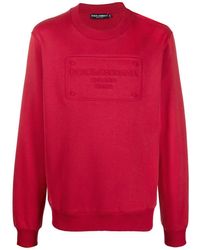 Dolce & Gabbana - Logo Plaque Embossed Cotton Sweatshirt - Lyst