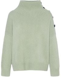 Yves Salomon - High-Neck Button-Detail Sweater - Lyst