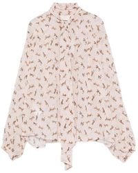 iBlues - Pussy-Bow-Collar Animal-Print Blouse - Lyst