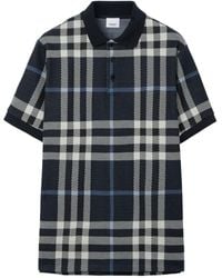 Burberry - Cotton Check Polo Shirt - Lyst