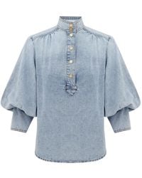Zimmermann - Blouse À Manches Ballon Et Détail De Nœud - Lyst