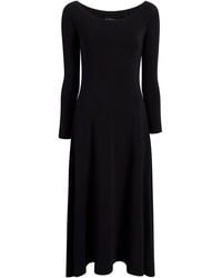 Another Tomorrow - Midi-Jurk Met Lange Mouwen En Boothals - Lyst