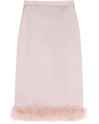 Valentino Garavani - Satin Midi Skirt With Feathers - Lyst