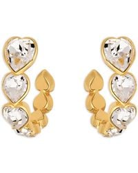 Oscar de la Renta - Crystal Heart Hoop Earrings - Lyst