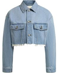12 STOREEZ - Frayed-Hem Denim Jacket - Lyst