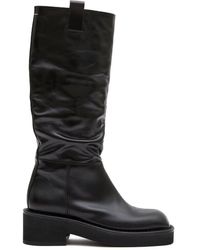 MM6 by Maison Martin Margiela - Flat Tall Leather Riding Boots - Lyst