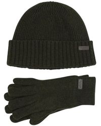 Barbour - Carlton Ribbed Beanie Hat And Gloves Set - Lyst