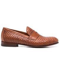 SCAROSSO Delfina Woven Leather Loafers - Brown