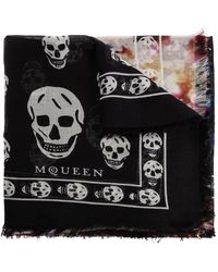 McQueen - Écharpe Frangée À Motif Tête De Mort - Lyst