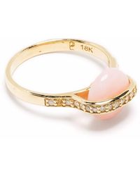 Pamela Love 18kt Yellow Gold Saturn Pink Opal Diamond Ring - Metallic