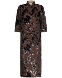 Pierre Louis Mascia - Robe À Col Mao Et Fleurs En Velours - Lyst