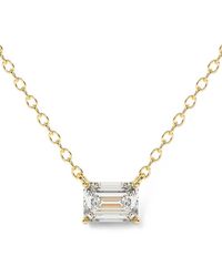 Diamond Essentials - Lab-Grown Emerald-Cut Diamond Necklace - Lyst