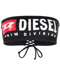 DIESEL - Top bikini a fascia con maxi-logo - Lyst