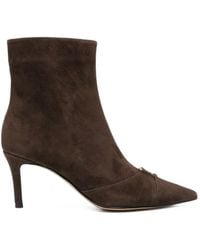 Twinset - Logo-Plaque Suede Ankle Boots - Lyst