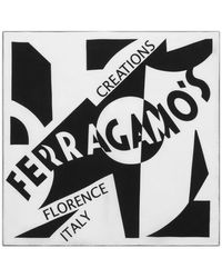 Ferragamo - Foulard en soie à logo imprimé - Lyst