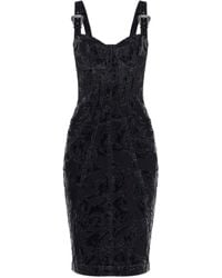 Versace Jeans Couture - Robe De Cocktail Mi-Longue À Fleurs Et Boucles - Lyst
