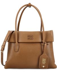 Miu Miu - Solitaire Leather Tote Bag - Lyst