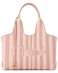 Chloé - Stripy Logo-Print Striped Tote Bag - Lyst