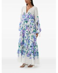 Aje. Pastiche Tiered Maxi Shirt Dress in Blue | Lyst