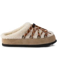 Prada - Suede And Shearling Mules - Lyst
