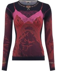 Marine Serre - Printed Crew-neck Long-sleeved T-shirt - Lyst