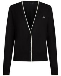 KARL LAGERFELD - Merino-Wool Cardigan - Lyst
